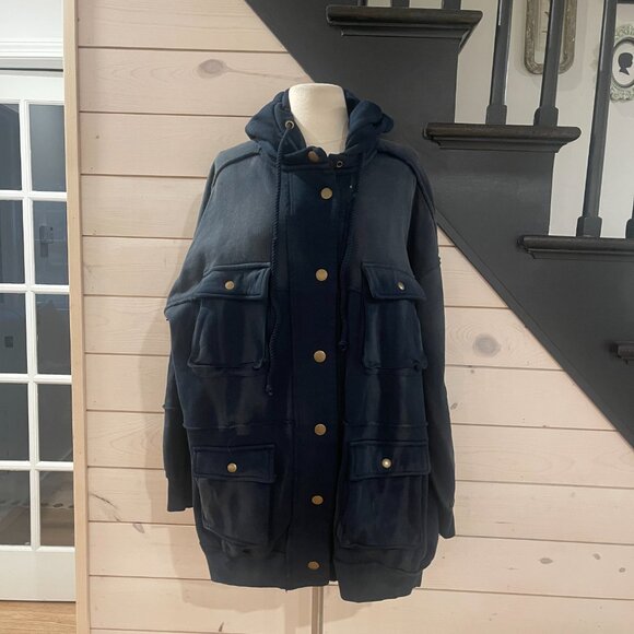 081 Free People We The Free You're A Star Hoodie NWT Navy Size Small - Picture 9 of 12